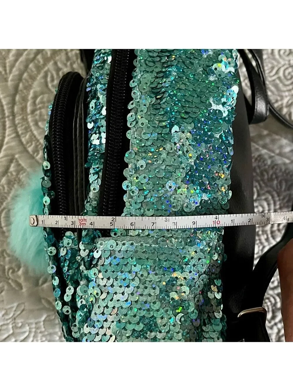 NWOT JUSTICE Backpack in Bright Blue Sparkles with handle and adjustable straps